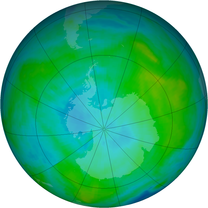 Antarctic ozone map for 12 February 1984